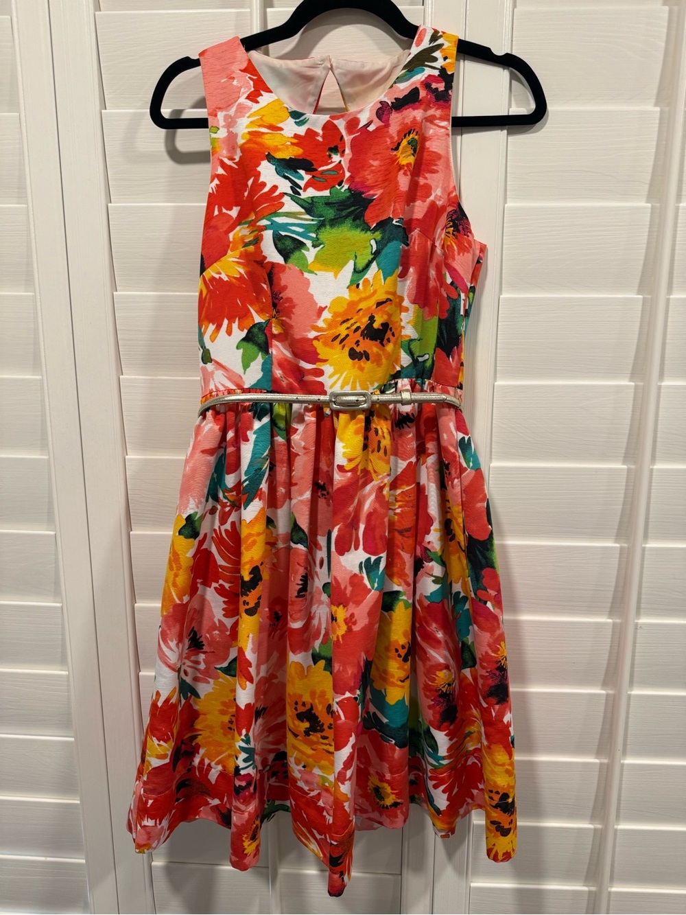 Eliza J Coral, Yellow & Green Floral Sleeveless Party Dress
